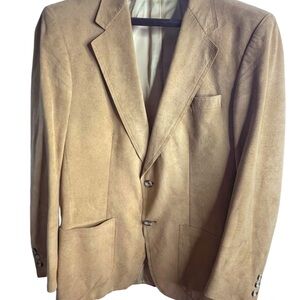 Saks Fifth Ave Tan Suede Leather Two Button Blazer